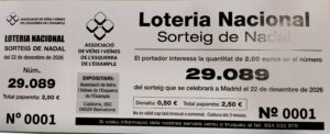 L'Associació juga el numero 29089 a la Loteria de Nadal del 2026